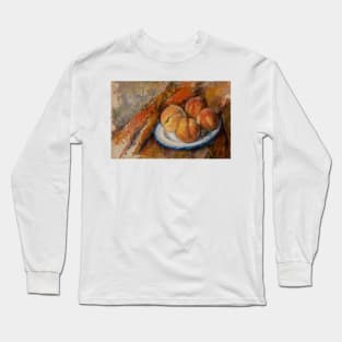 Four Peaches on a Plate by Paul Cezanne Long Sleeve T-Shirt